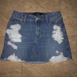 Denim Distressed Mini Skirt